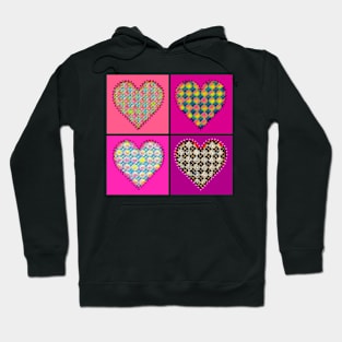 Four Patterned Hearts Hoodie